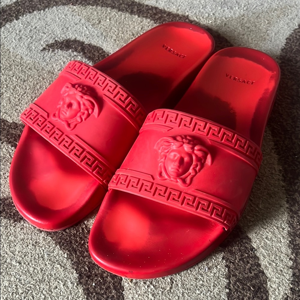 Versace Red Slide Sandals